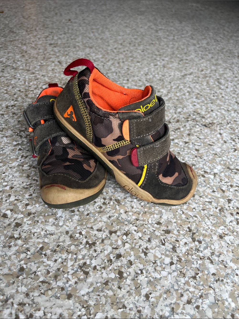PLAE Kids Camo Sneakers in Brown and Orange